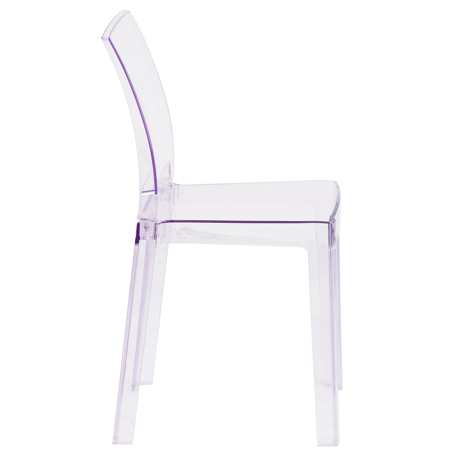 Flash Furniture Emilie Ghost Chair with Square Back in Transparent Crystal