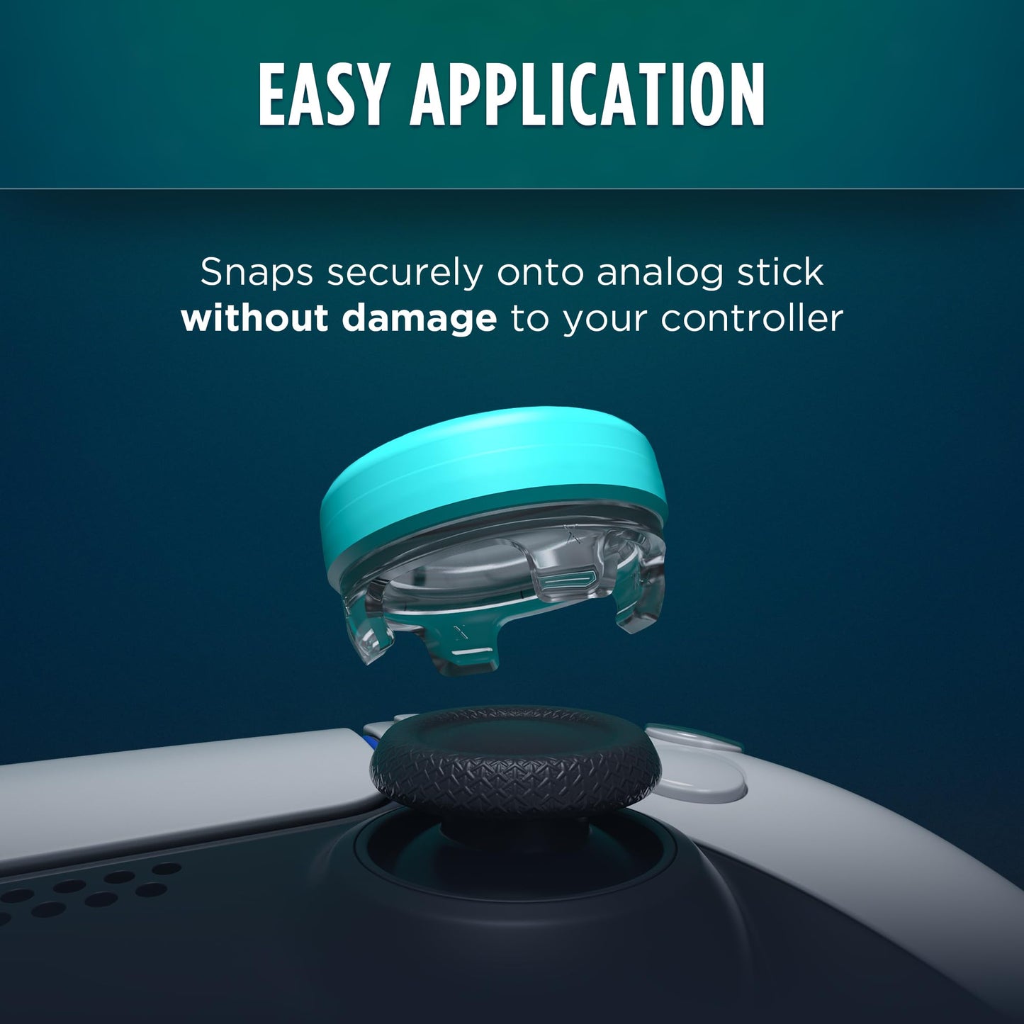 KontrolFreek Lotus for PlayStation 5 (PS5) and PlayStation 4 (PS4) | Performance Thumbsticks | 2 Mid-Rise Concave | Teal/Clear