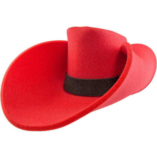 FUNSTITUTION Cowboy Hat - Giant Foam Hat - Oversized Cowboy Hat - Red - For Adults and Kids - Hilarious Hat - Large - Polyurethane Foam - All Ages