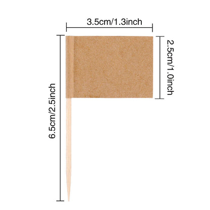 Pangda 100 Pieces Blank Toothpick Flags Cheese Markers Food Labels for Party Buffet Cheese Labels for Charcuterie Board Food Board Accessories Flag Toothpicks for Appetizers