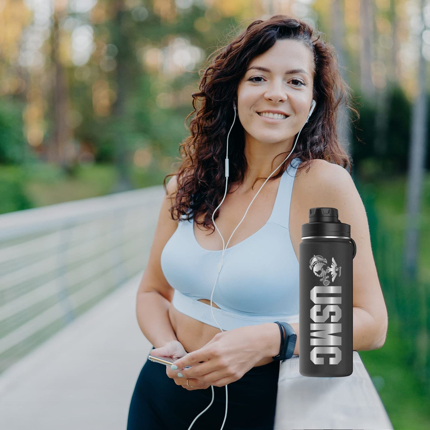 USMC 20oz Water Bottle | Marine Corps Double Wall Vacuum Insulated Stainless Steel | Disabled Vet Owned Business | USMC 20oz Water Bottle