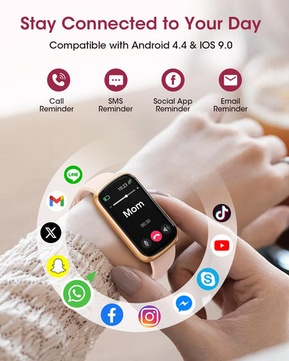 Health Fitness Tracker for Women Men: 24H Heart Rate Monitor Activity Trackers Blood Oxygen Sleep Step Calorie Tracking 5ATM Waterproof Fitness Smart Watches for Woman Compatible with iPhone Android