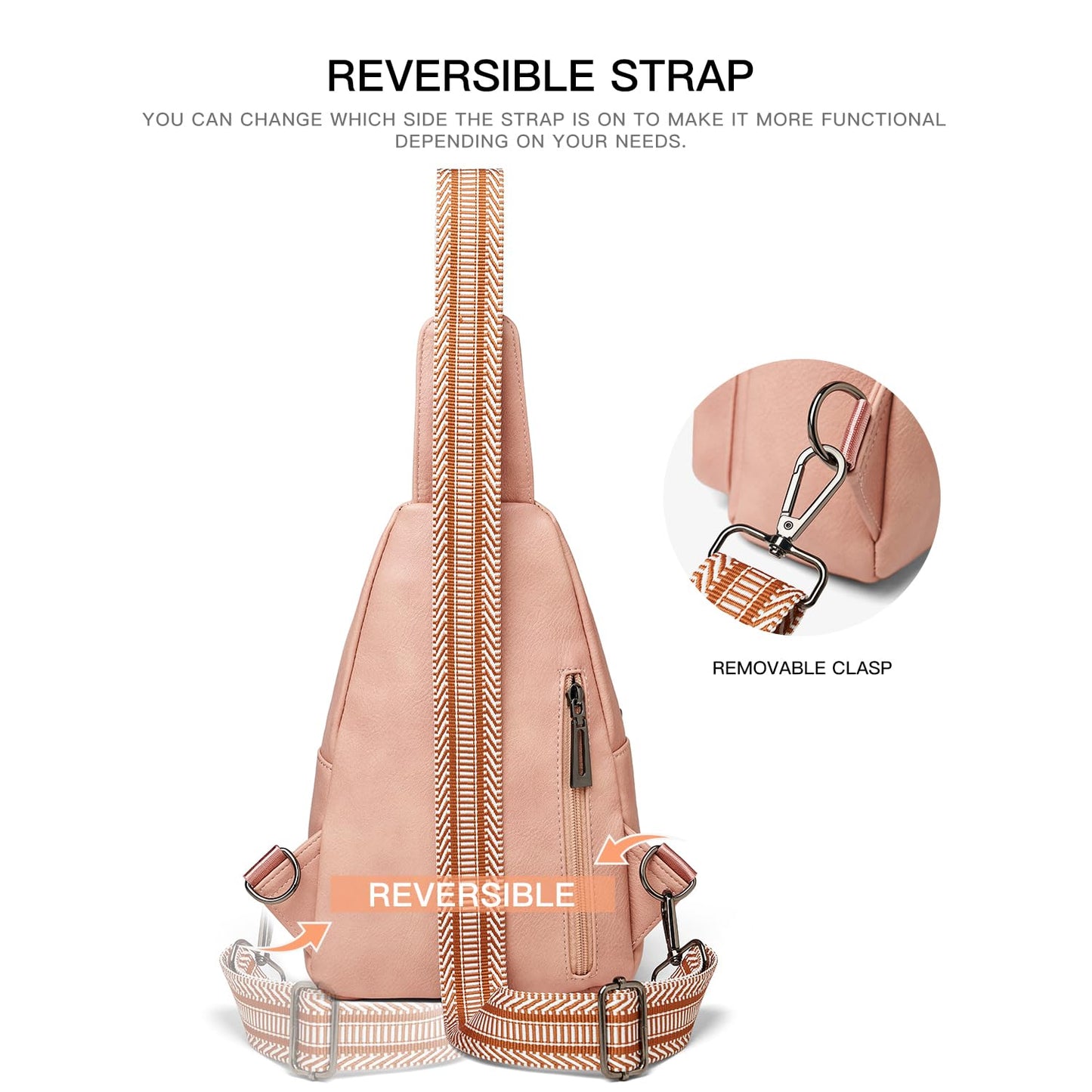 LATMAP Sling Bag For Women Faux Leather Anti Theft Small Casual Daypack Backpack Fanny Pack Crossbody Chest Bags Purse