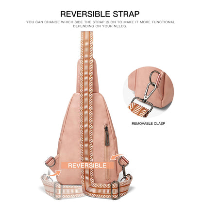 LATMAP Sling Bag For Women Faux Leather Anti Theft Small Casual Daypack Backpack Fanny Pack Crossbody Chest Bags Purse