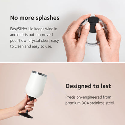 Huski Wine Tumbler 2.0 | NEW | Award-winning Design with Detachable Stem | Premium Stainless Steel Wine Glass with Lid | Triple Insulated Tumbler | 12oz Capacity | Great Gift (Brushed Stainless)