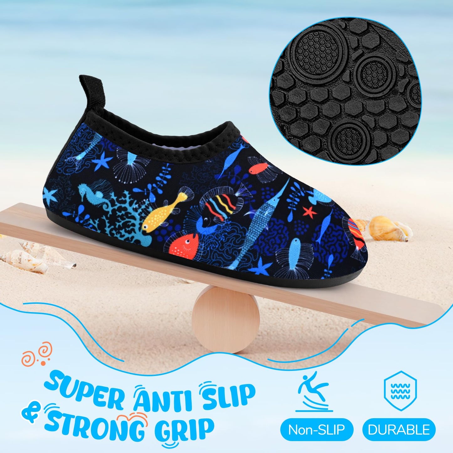 Kids Boys Girls Swim Water Shoes, Toddler Kids Swim Water Shoes Non Slip Quick Dry Beach Shoes,Barefoot Sports Shoes Aqua Socks for Beach Outdoor Sports