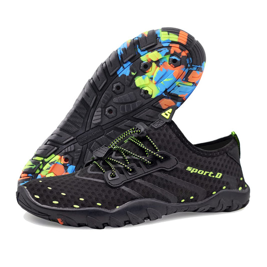 Joelynne Water Shoes for Women Men, Quick Dry Barefoot Aqua Shoes Beach Swim Sports Outdoor Hiking Diving Surf, 1 Carbon Black, 10 Women/8 Men