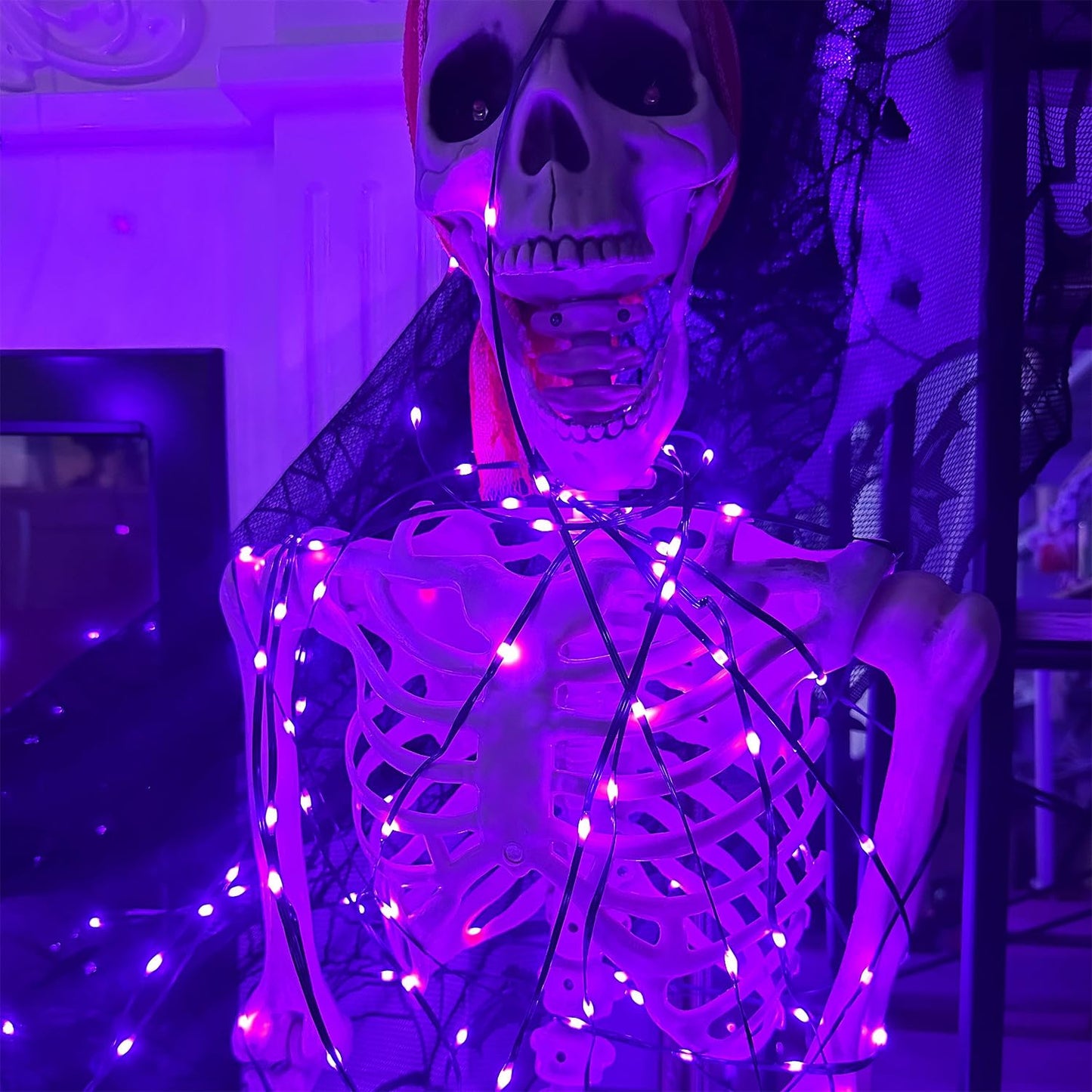 WATERGLIDE Extra Long 328 FT Halloween Lights, 1000 LED Outdoor Fairy String Light, Green PVC Copper Wire Christmas Lights, Plug in 8 Modes & Waterproof for Tree Party Home Yard Decor, Purple