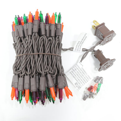 LAMPHOME Halloween String Light,100 Count Incandescent Mini String Light in 19.6ft,Indoor/Outdoor 120V UL Certified Mini Light for Halloween,Patio Lawn,Home,Garden,Party (Orange+Purple+Green)