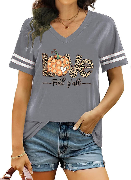 hcihgzr Womens Halloween Shirt Sanderson Sisters Shirts Leopard Pumpkin Printed T-Shirts Funny Fall Tops（L,7 Grey）