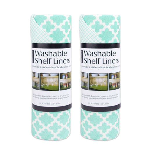 DII Fridge & Shelf Liner Collection Non-Adhesive, Cut to fit, Machine Washable, 12x20, Lattice Aqua Lattice, 2 Piece
