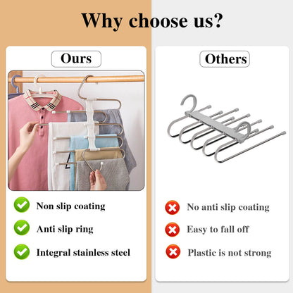 Kalimdor Pants Hangers 2 Pack Space Saving Metal Closet Organizer,Clothes Pants Hangers,Anti-Slip Design,Closet Organizers and Storage for Pants Jeans Skirts Scarf Legging