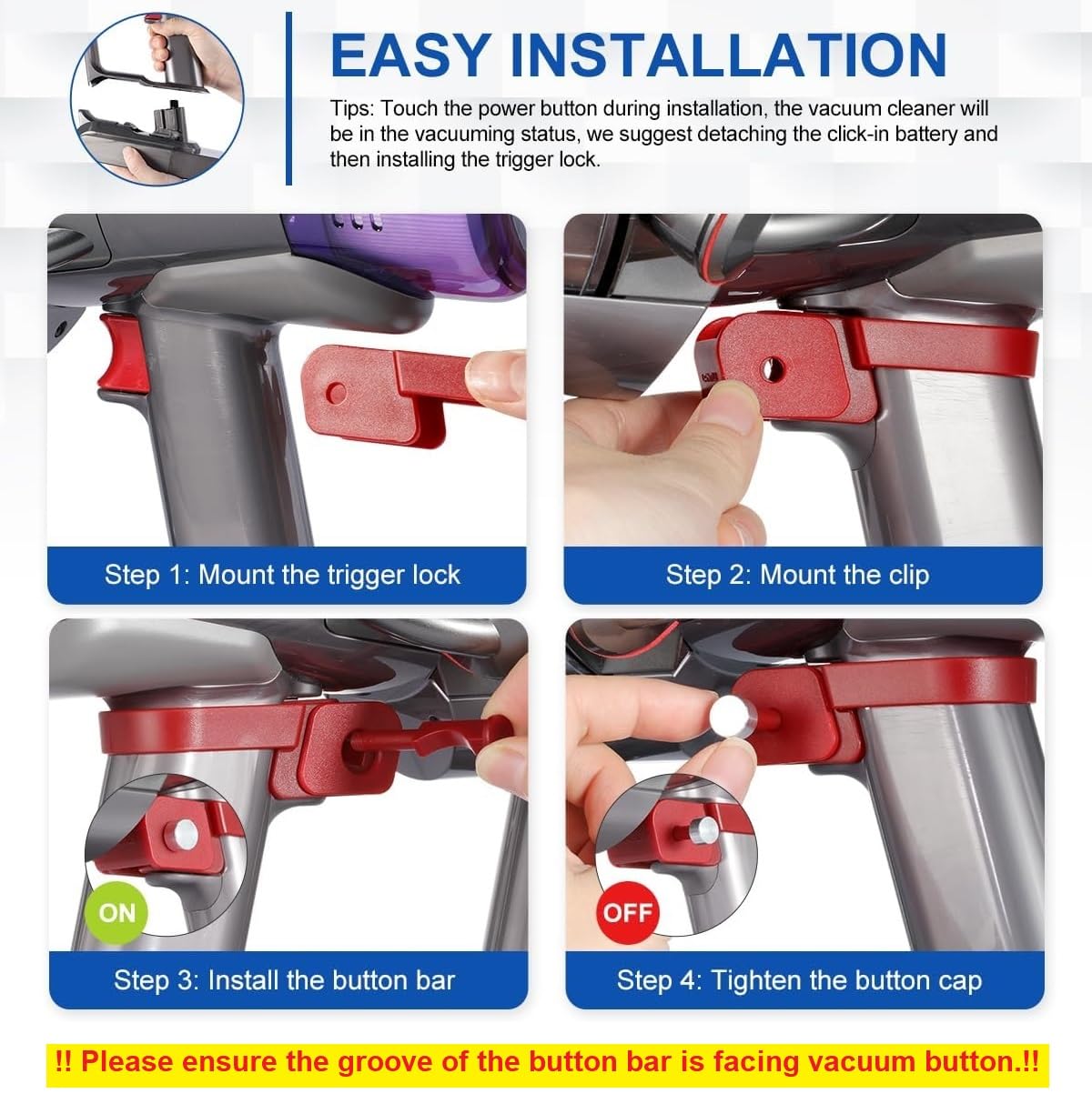 LANMU Trigger Lock Compatible with Dyson Outsize Cordless Stick Vacuum Cleaner, Upgraded Power Button Switch Accessories Attachments （Only Fits Outsize Model