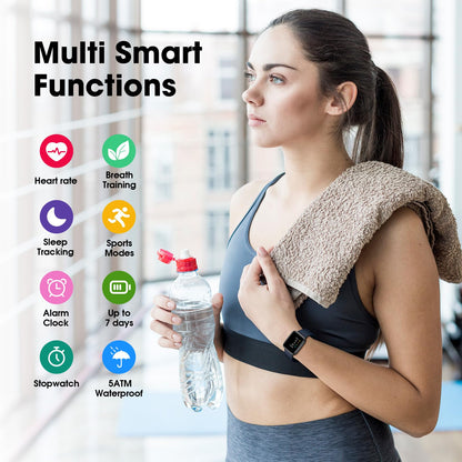 Fitness Tracker Watch with Heart Rate Monitor, Activity Tracker with Pedometer, Sleep Monitor, Calories & Step Counter, 5ATM Waterproof Smart Watch for Women Men Health Fitness Watch for Sports
