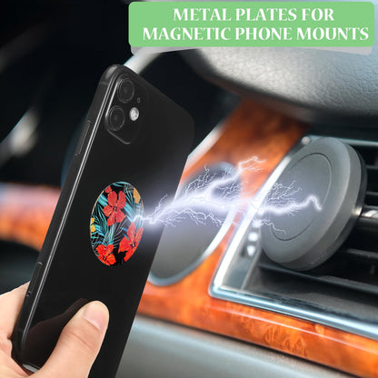 8 Pcs Phone Magnet Car Metal Plate Mount Metal Plate for Cell Holder Magnetic Car Mount Compatible with Magnetic Car Mounts Replacement Sticker(Summer Flower Style)
