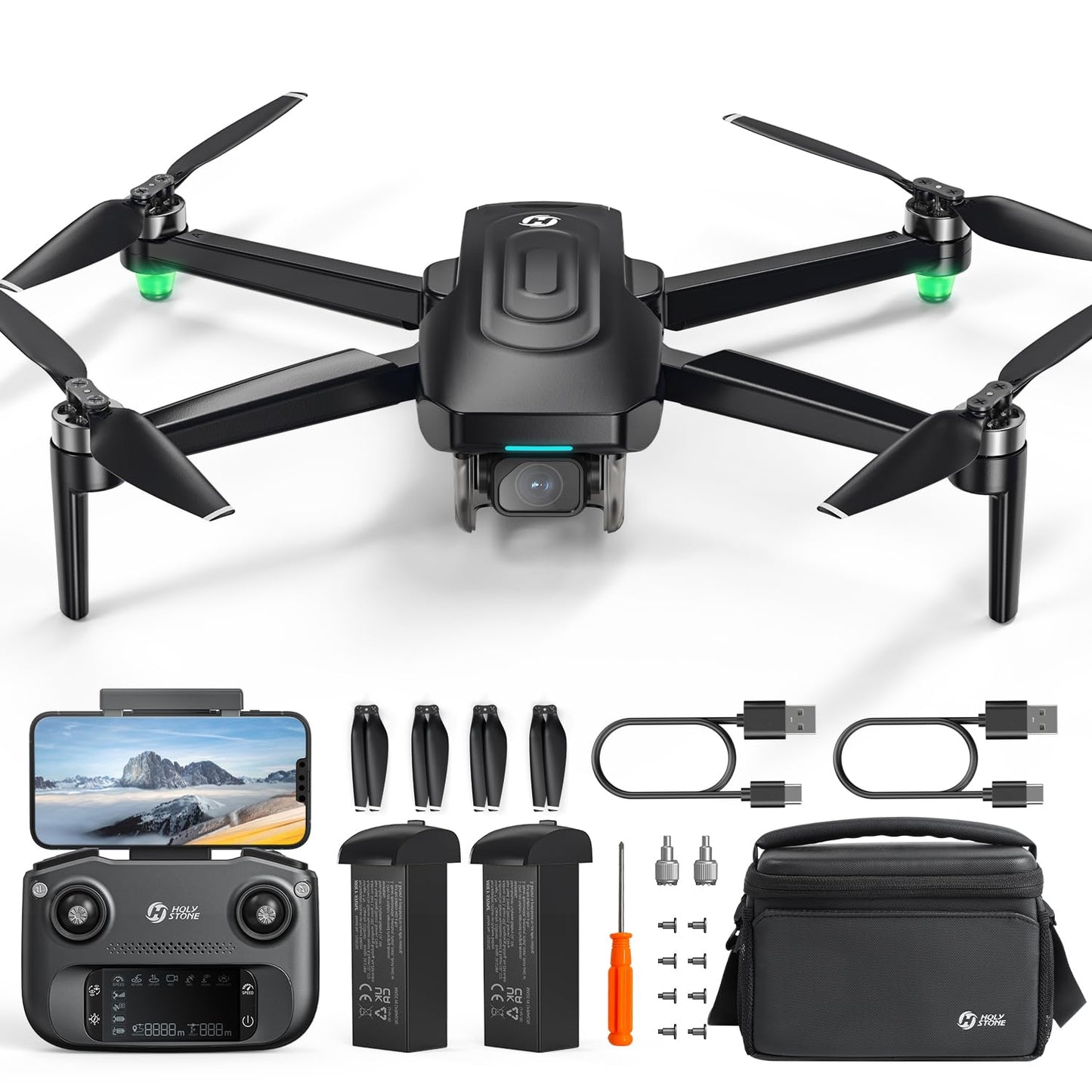 Holy Stone GPS Drone With 4K EIS Camera For Adults, HS175G 249g Foldable RC Quadcopter With Auto Return, Follow Me, 60 Mins Flight Time, Battery Fast Charge, Headless Mode, Upgraded HS175D