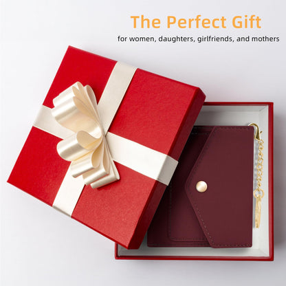 Gostwo Womens Wallet RFID Blocking Small Wallets Woman Credit Card Holder Trifold Ladies Wallets with Coins Zipper Pocket(Red Deep)