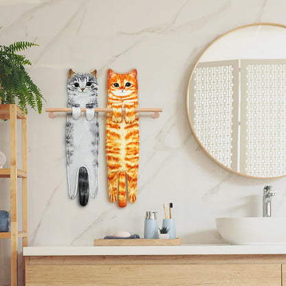 Infaccial Funny Cat Hand Towel for Kitchen and Bathroom,Decorative Hanging Cat Towels for Cat Lovers,Christmas Cat Gifts for Women(Orange Cat)