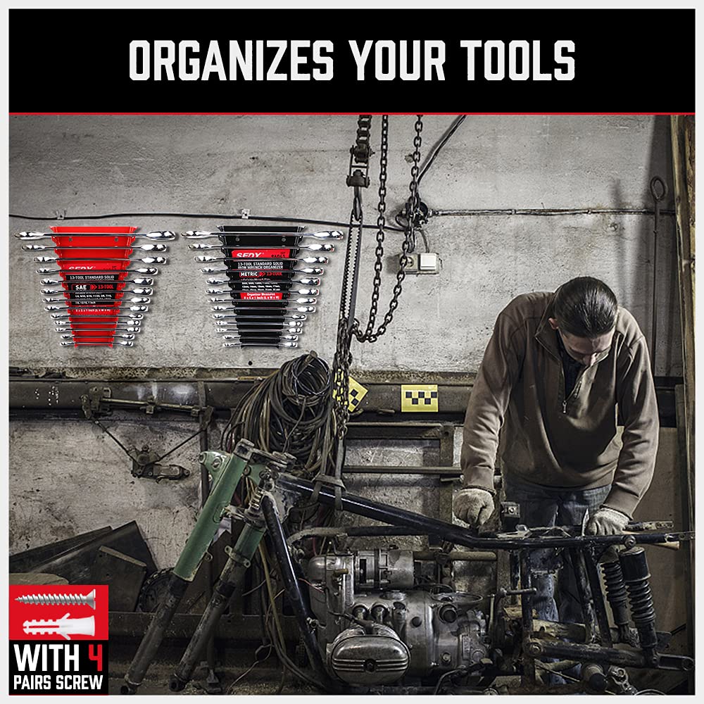 26-Pack Metal Wrench Organizer Set, Wall Mounted Wrench Storage Holder Trays Rack for Tool Box Drawer Chest