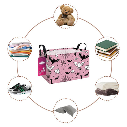 INGHUA Rectangular Halloween Storage Basket Fabric Organizer Bin for Toys,Books,Clothes,Gifts,Pets-Perfect for Home,Office,Nursery,Dorm,Shelf(Rec-Bats )