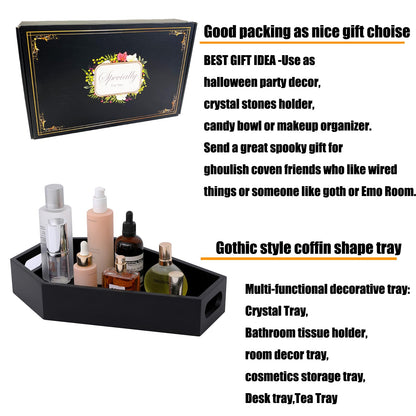 Coffin Tray/Shelf Wooden Serving Tray Coffin Shape Serving Tray,Spooky Gothic Home Decor-Halloween Creepy Goth Home Decor