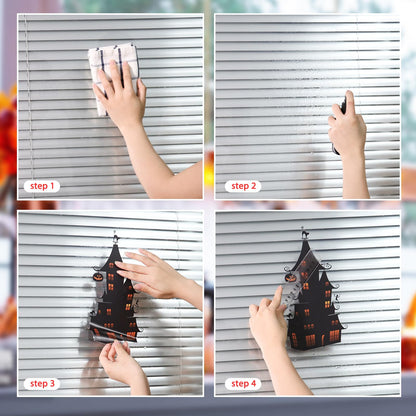 EkkoVla Halloween Window Clings - 9 Sheets Reusable Halloween Decorations, 72 PCS Ghost Tree Witch Zombie Patterns for Treat or Trick Party, Home, Classroom, Store Holiday Decor