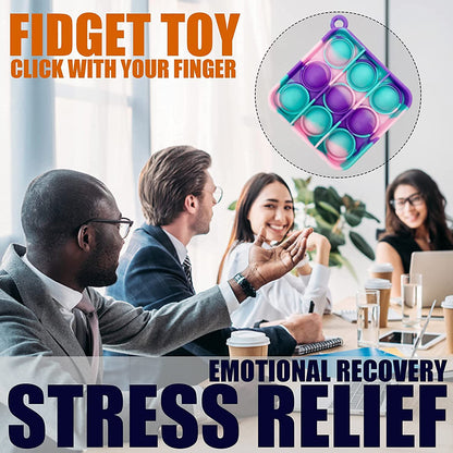 12 pcs Random Color Mini Squeeze Pop Bubble Fidget Sensory Toys, Mini Keychain Wrap Small Relieve Anxiety Stress Toy, Pop Bulk Silicone Classroom Prize for Kids Adult Party Gift