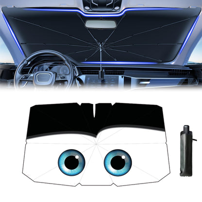 Coricha Windshield Sun Shade 2025 Car Accessories 100% Blackout Car Front Windsow Shades Umbrella Automotive Sun Visor Block Heat Insulation Protection (Black Eyes)