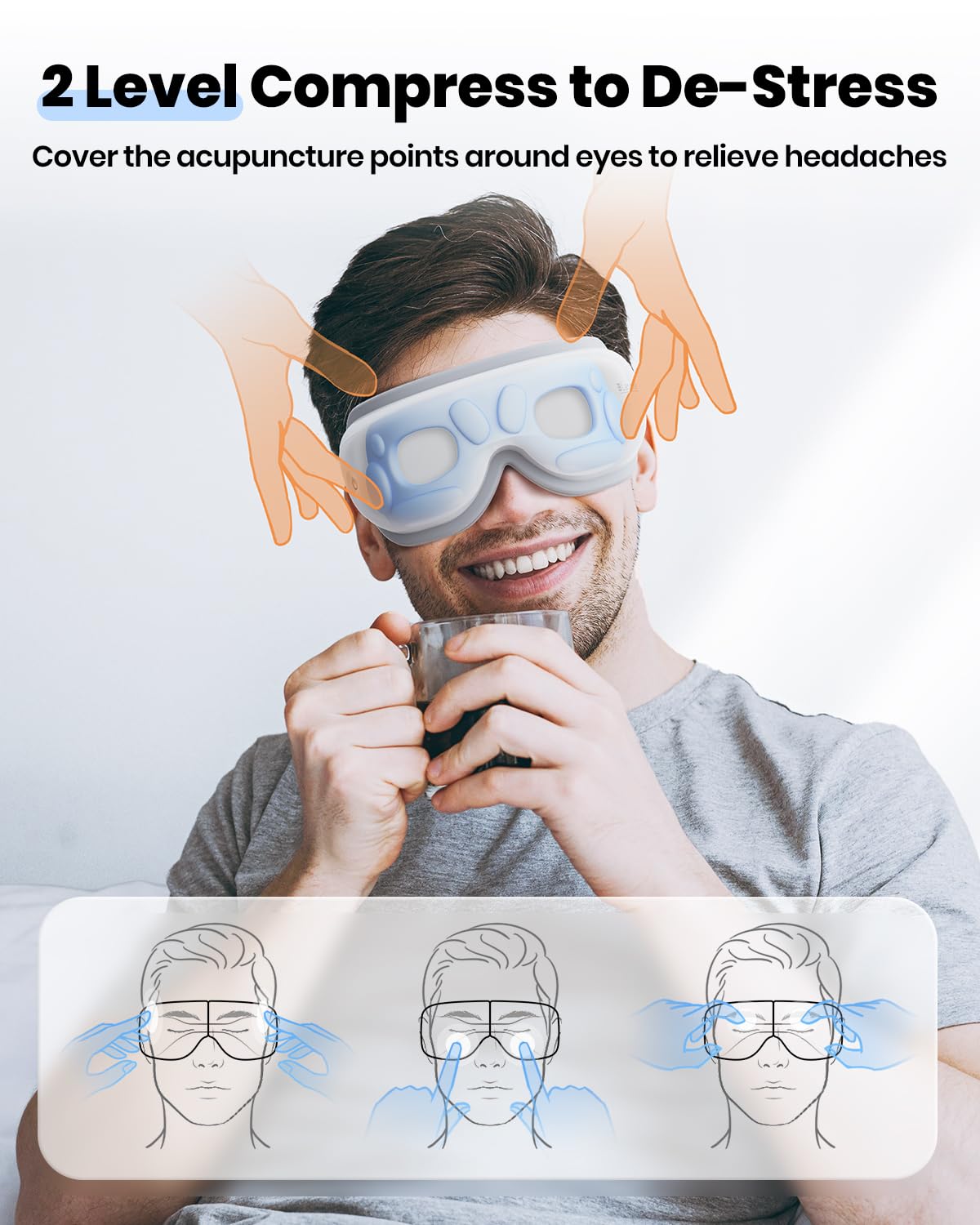 latumab Eye Massager with Heat, Heated Eye Mask with Bluetooth Music, Face Massager, Mask for Migraine & Headache Relief, Improved Sleep, Birthday Gifts for Mom Dad Women Men Her Him