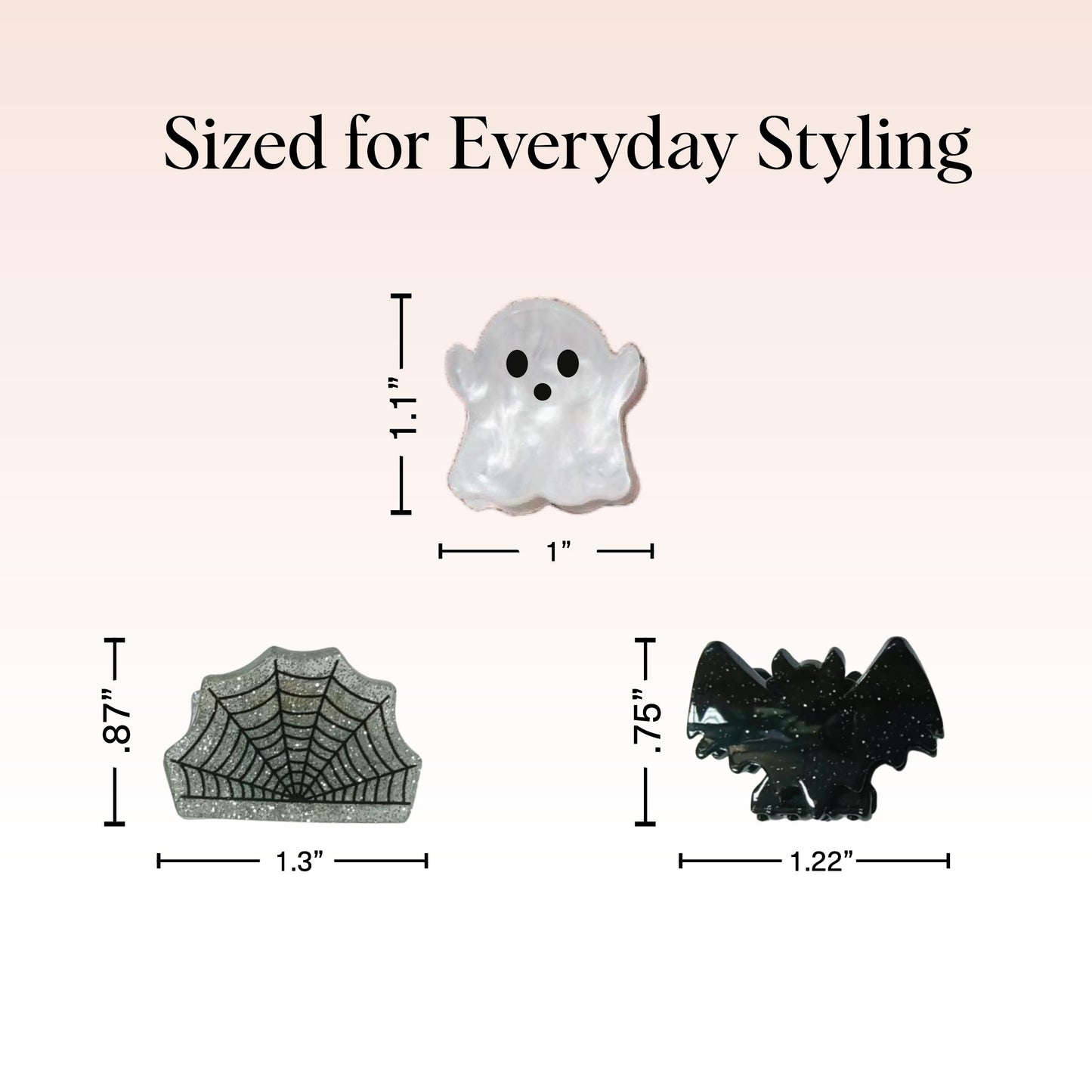 Kitsch Recycled Plastic Mini Claw Clips – Halloween Hair Clips with Ghost, Web & Bat Designs – Festive Hair Accessories & Hair Claw Styling – Small Hair Clips for Women - 6pc Set