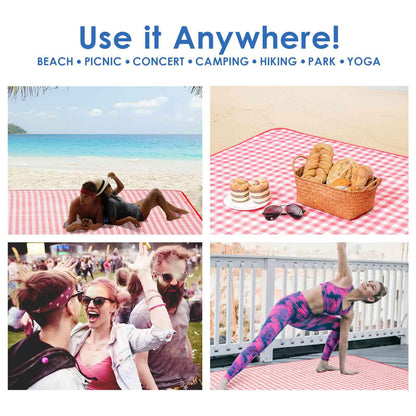 GIVERARE Picnic Beach Blanket Extra Large, XL Sandproof Waterproof Outdoor Camping Blankets 80x60in, Sand Free Oversized Mat, Quick Drying Portable Mats for Travel, Hiking, Music Festival, Lawn-Red