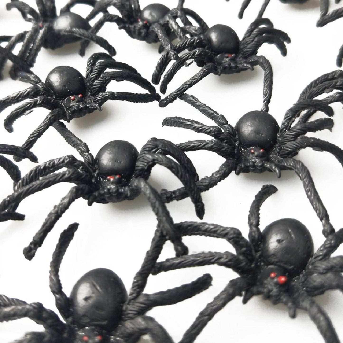 JIALWEN 50PCS Realistic Halloween Plastic Spiders Small Size Black Spiders Toys Fake Spiders Prank Props for Halloween Party Decorations