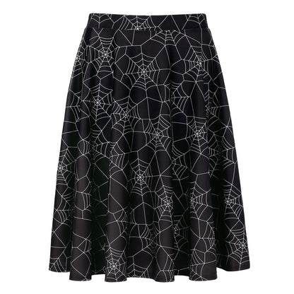 HDE Skirts for Women - Midi Skirt Skater Skirt Knee Length High Waist Fun Prints Spiderweb - XL