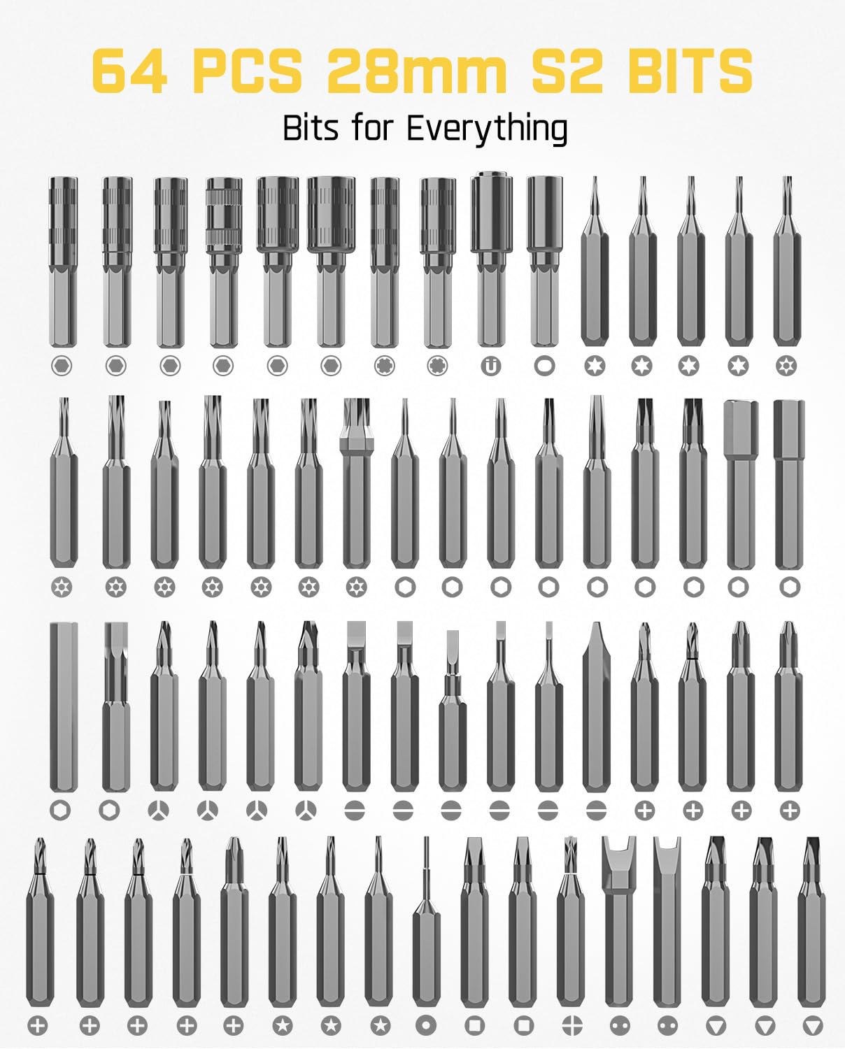 Fanttik E1 NEX Workstation 3.7V Electric Screwdriver Kit, Precision Screwdriver Set, 64 Magnetic Bits, 12 Types Fix Tools, 0.05/0.2 N.m, Repair Tool for Phone Laptop Watch Electronics