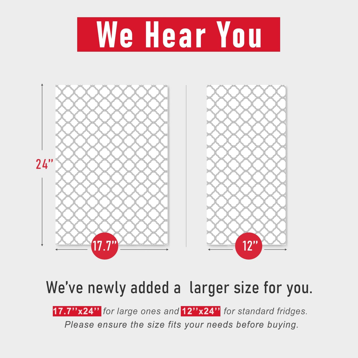 Cooyes Non Slip Refrigerator Liners, 2-in-1 Fridge Mats and Fresh-Keeping Shelf Liners, Absorbs Excess Moisture, BPA-Free, Multiple Sizes for Glass Shelves Kitchen Cabinets Drawers, 6 Pack, 12" × 24"