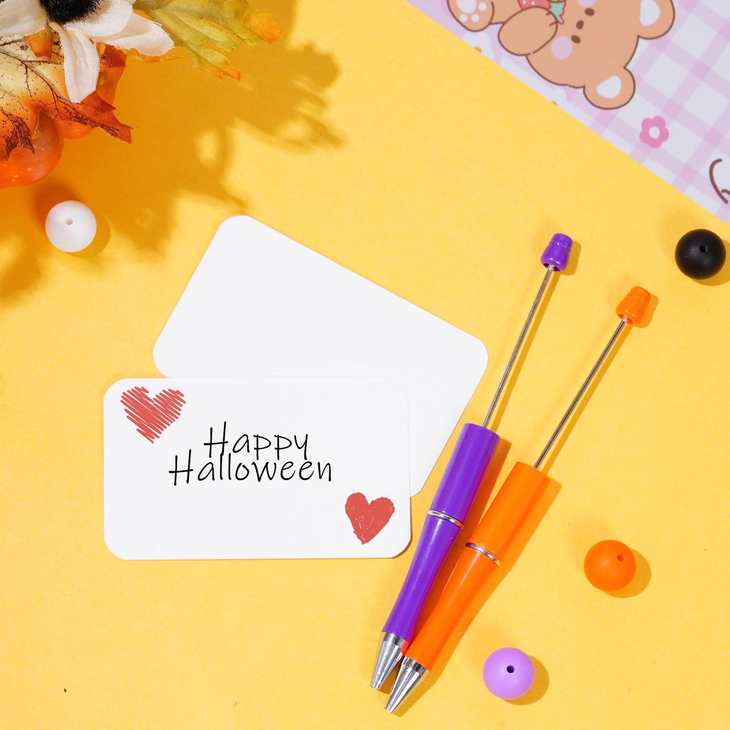 jiebor 30Pcs Halloween Beadable Pens Plastic Bead Ballpoint DIY Cute Cool Pens Black Ink for Students Teacher Women Men Bridal Graduation Gift Office School Supplies