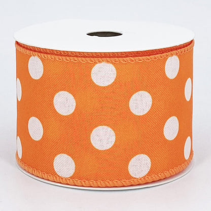 Leecogo Easter Ribbon Wired,2 1/2”x10 Yard,Orange Polka Dots Ribbon for Easter, Christmas, Wreath, Spring, Summer, Wedding, Baby Shower, Birthday