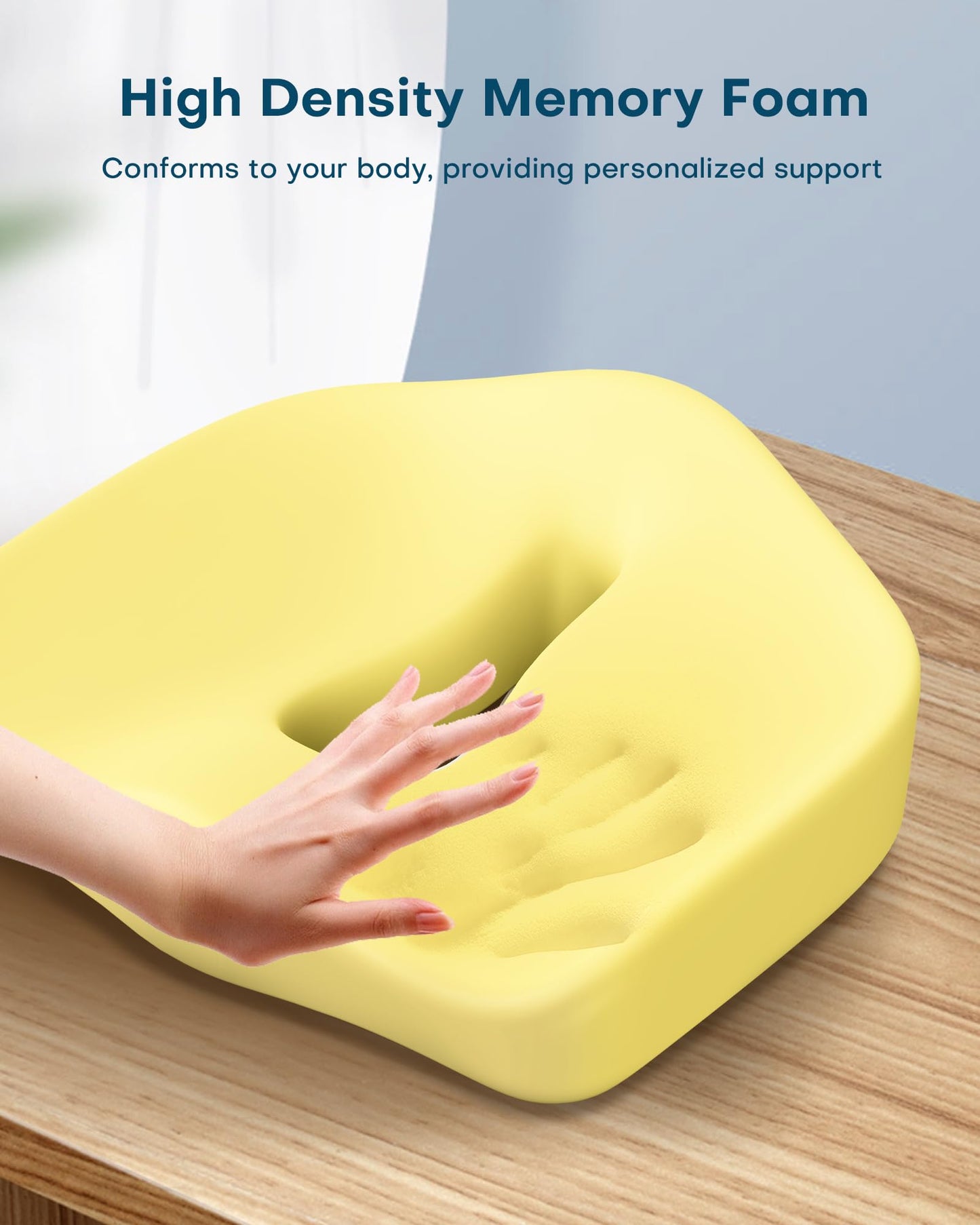 Feagar X Large Memory Foam Seat Cushions for Office Chairs Desk, Chair Cushion Tailbone Pain Relief Extra Dense Hip Sciatica Car Seat Cushion for Long Sitting Black