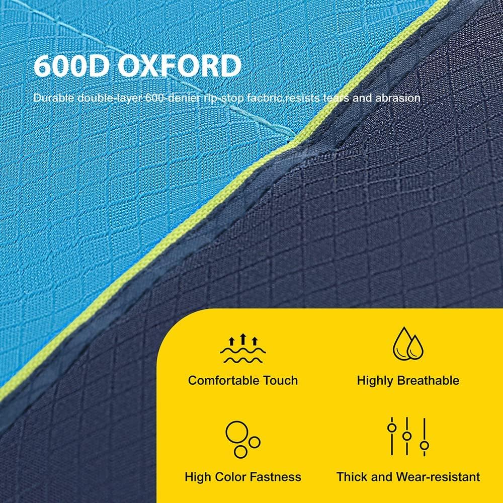 FAIR WIND 2 Pack Oversized Fully Padded Camping Chair with Lumbar Support, Heavy Duty Cooler Bag Fold Chair Support 450 LBS, Blue Green