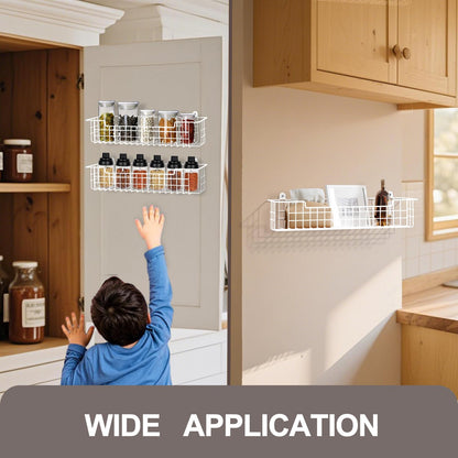 Spice Rack Organizer Wall Mount, Spice Organization Storage Shelf for Cabinet Door, 2 Packs Wall Spice Rack Saving Space for Kitchen, Black