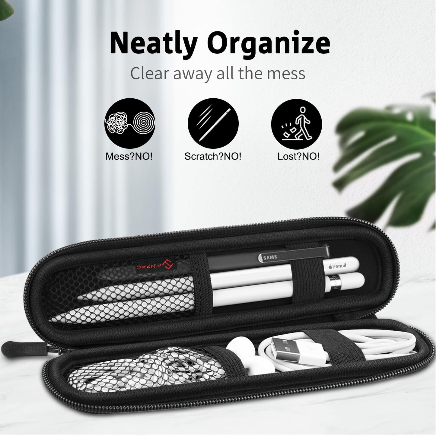 Fintie Pen Holder Case for Apple Pencil Pro, Apple Pencil (USB-C / 1st / 2nd Generation), Soft Neoprene Zipper Carrying Bag Sleeve Pouch for Samsung Stylus, Surface Pen, Black