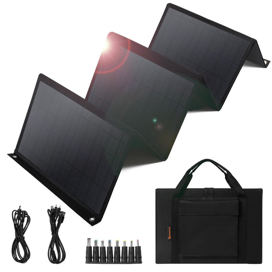 Keshoyal Portable Solar Panel – 60W Foldable Solar Panels with 5V USB and 18V DC for Camping,Cell Phone,Tablet and 5-18V Devices – Compatible with Solar Generators Power Stations