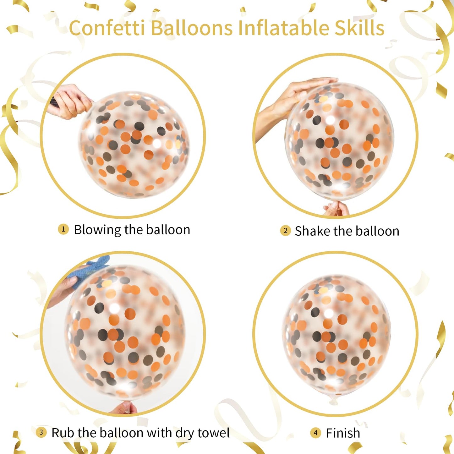 141pcs latex balloons with 3pcs Foil Balloons for Birthday Graduation Disco 2024 Prom Party Decorations… (Orange Black White)