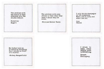 Five Star Funny White Cocktail Napkins, 50 Luxury Cotton Disposable Cocktail Party Napkins with Witty Bar Quotes, 4.5" x 4.5" for Home Bars, Game Nights, Beverages, Birthdays, Weddings & Holidays