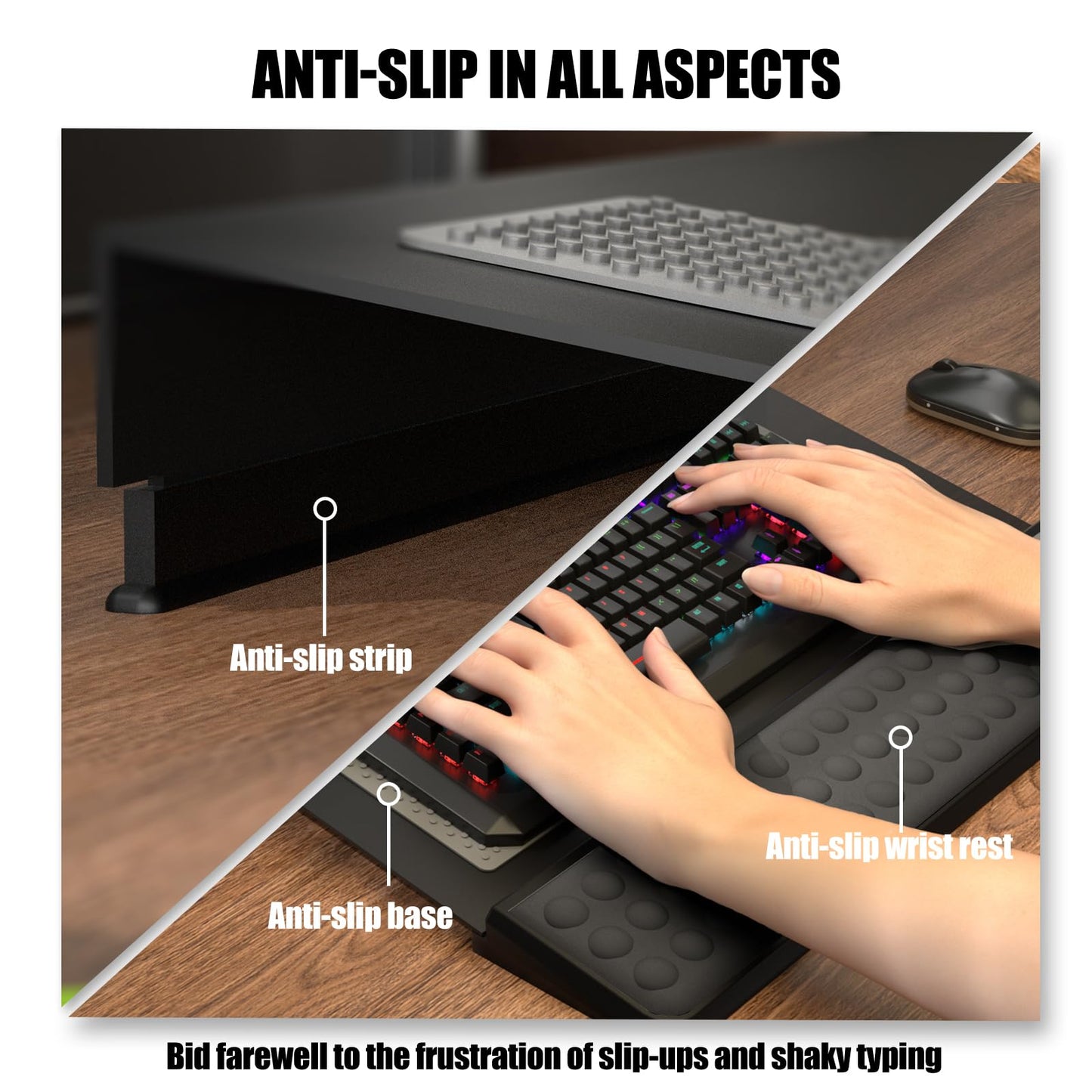Computer Tilt Keyboard Stand - Acrylic Ergonomic Keyboard Holder for Easy Typing Working, Keyboard Riser with Comfortable Wrist Rest for Keyboard, Office, Home - Fits All Keyboard Sizes