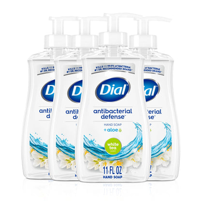 Dial Antibacterial Liquid Hand Soap, White Tea, 11 fl oz (Pack of 4)