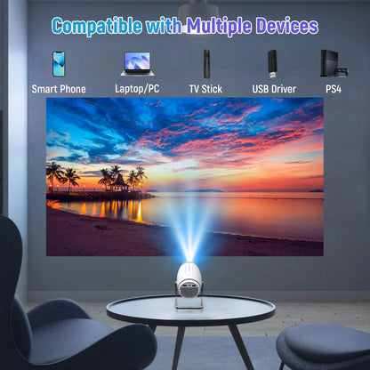 Mini Projector, Projector with WiFi and Bluetooth, 4K 1080P Support Portable Projector 180° Rotatable 130'' Screen Movie Projector Auto Keystone Compatible with HDMI/USB/Smartphone/PC/Laptop