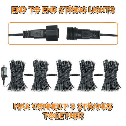 Connectable Purple and Green Halloween Lights, 2Pack 164ft 400Led 13 Modes String Lights Plug in, Twinkle Light with Timer Indoor/Outdoor for Tree Party Halloween Decorations