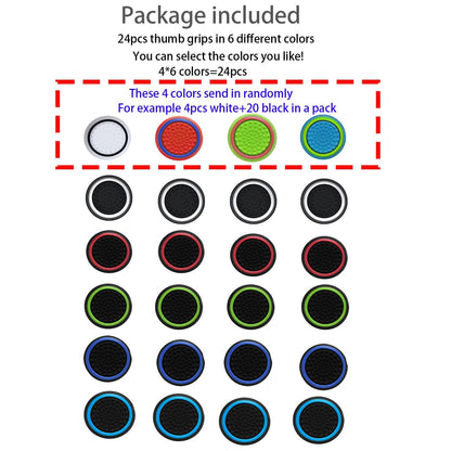 CTHTBZ 24PCS Silicone Performance Joystick Grips Analog Thumb Stick Grip Cap for PS2, PS3, PS4, PS5, Xbox One, Xbox Series X/S, Xbox 360, Switch Pro Controller (Black&Blue)