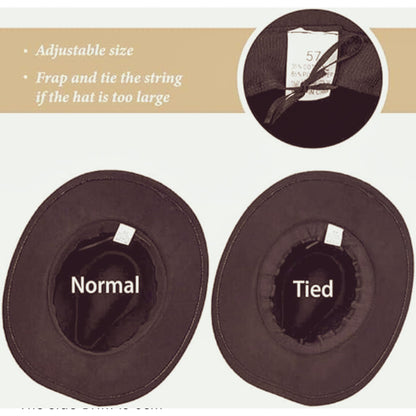 IZUS Western Outback Felt Cowboy Hat for Women Cowgirls-Fedora Rodeo-Hat 22"-22.75" fit for Medium